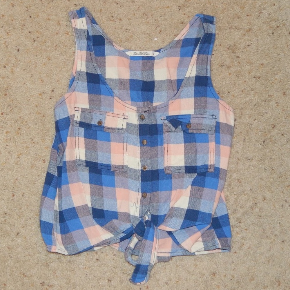 Pale pink and blue country tank
